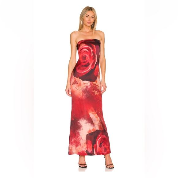Kim Shui Dresses & Skirts - Kim Shui Tube Silk Gown in Red Rose